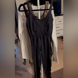 New Free People Good Karma Onesie Washed Black M/L